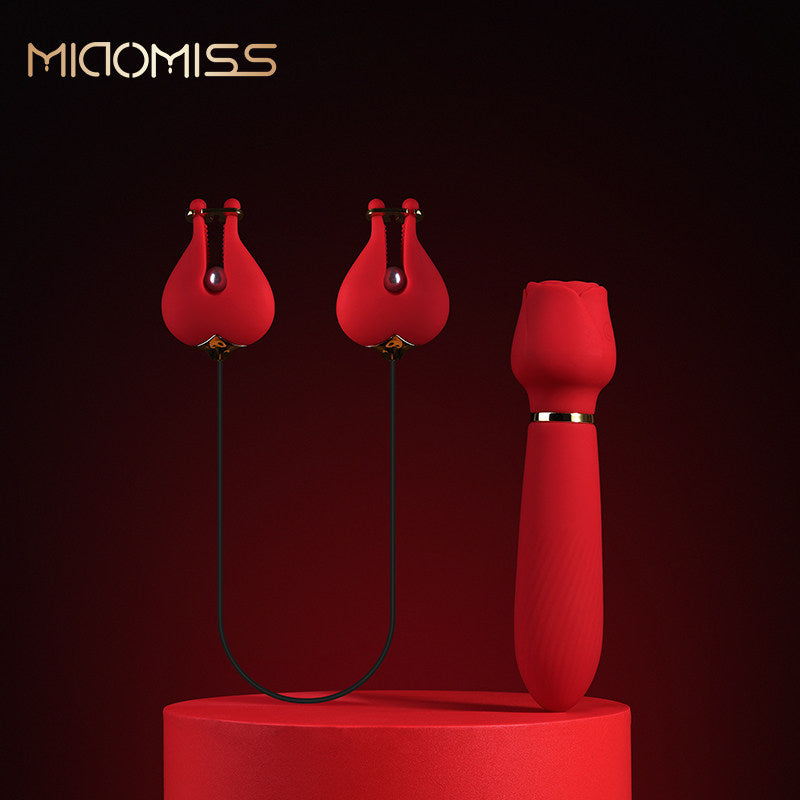 Vibrating Nipple Clamps & Masturbator Set BM40