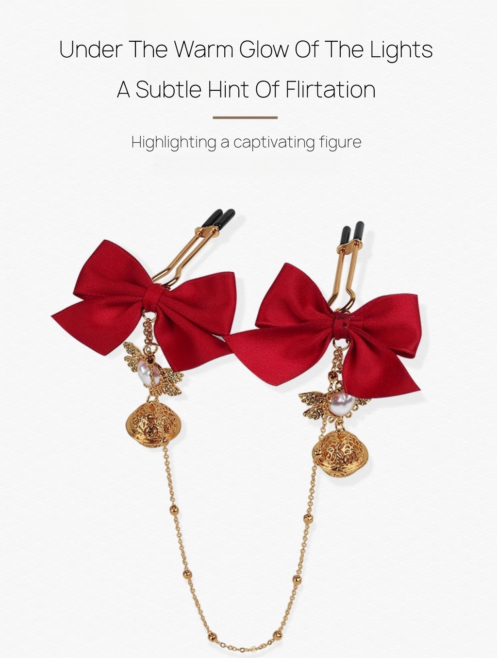 Gold Bell Nipple Clamps with Bow Tie Decoration BM33