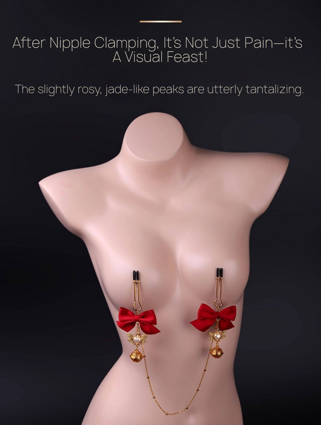 Gold Bell Nipple Clamps with Bow Tie Decoration BM33