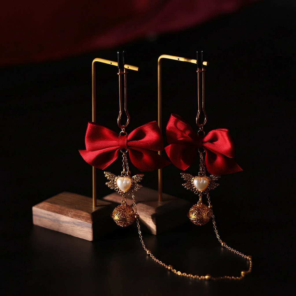 Gold Bell Nipple Clamps with Bow Tie Decoration BM33