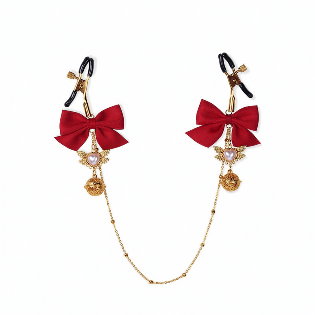 Gold Bell Nipple Clamps with Bow Tie Decoration BM33